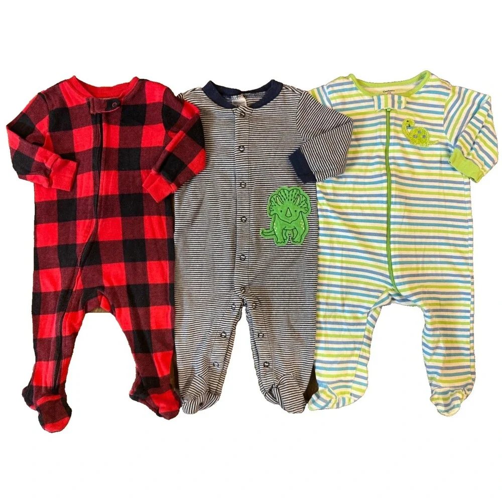 Baby Boy 3/6 Months Footies Sleepers Pajamas Rompers Sleep N‎ Play Clothes Lot